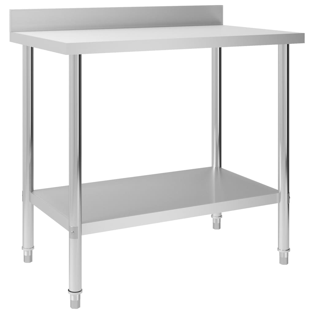 arbejdsbord til køkken m. stænkplade 100x60x93 cm rustfrit stål billede