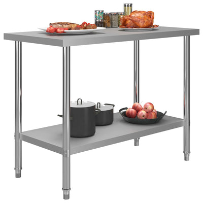 arbejdsbord til køkken 120x60x85 cm rustfrit stål