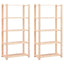 reoler 2 stk. 5 hylder 80x38x170 cm massivt fyrretræ 250 kg