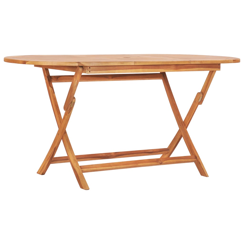 foldbart havebord 160x80x75 cm massivt teaktræ billede