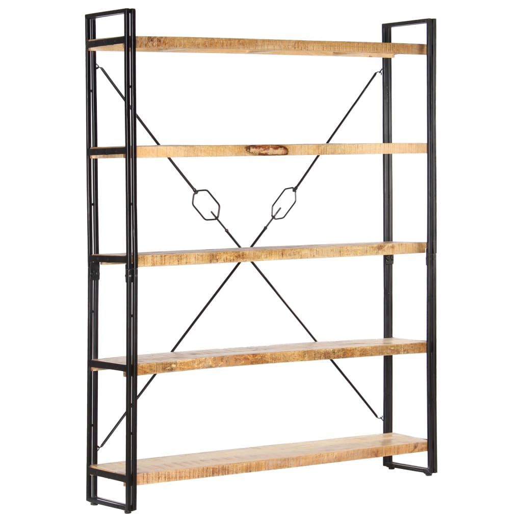 bogreol med 5 hylder 140x30x180 cm massivt mangotræ