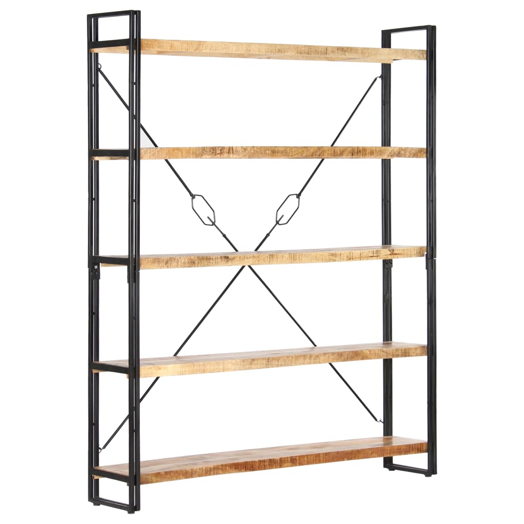 bogreol med 5 hylder 140x30x180 cm massivt mangotræ