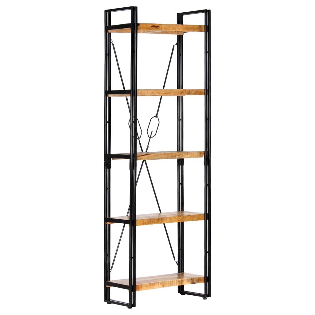 bogreol med 5 hylder 60x30x180 cm massivt mangotræ billede