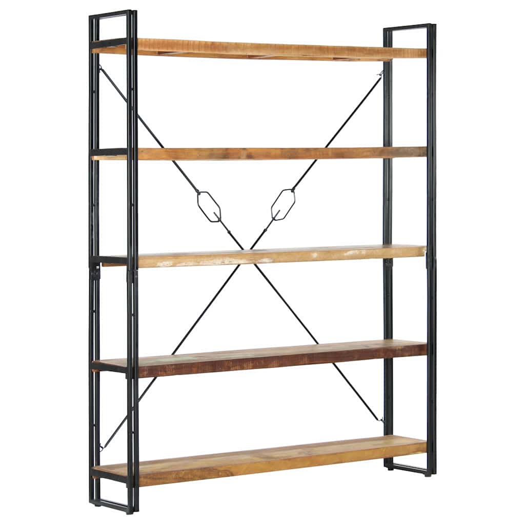 bogreol med 5 hylder 140x30x180 cm massivt genbrugstræ