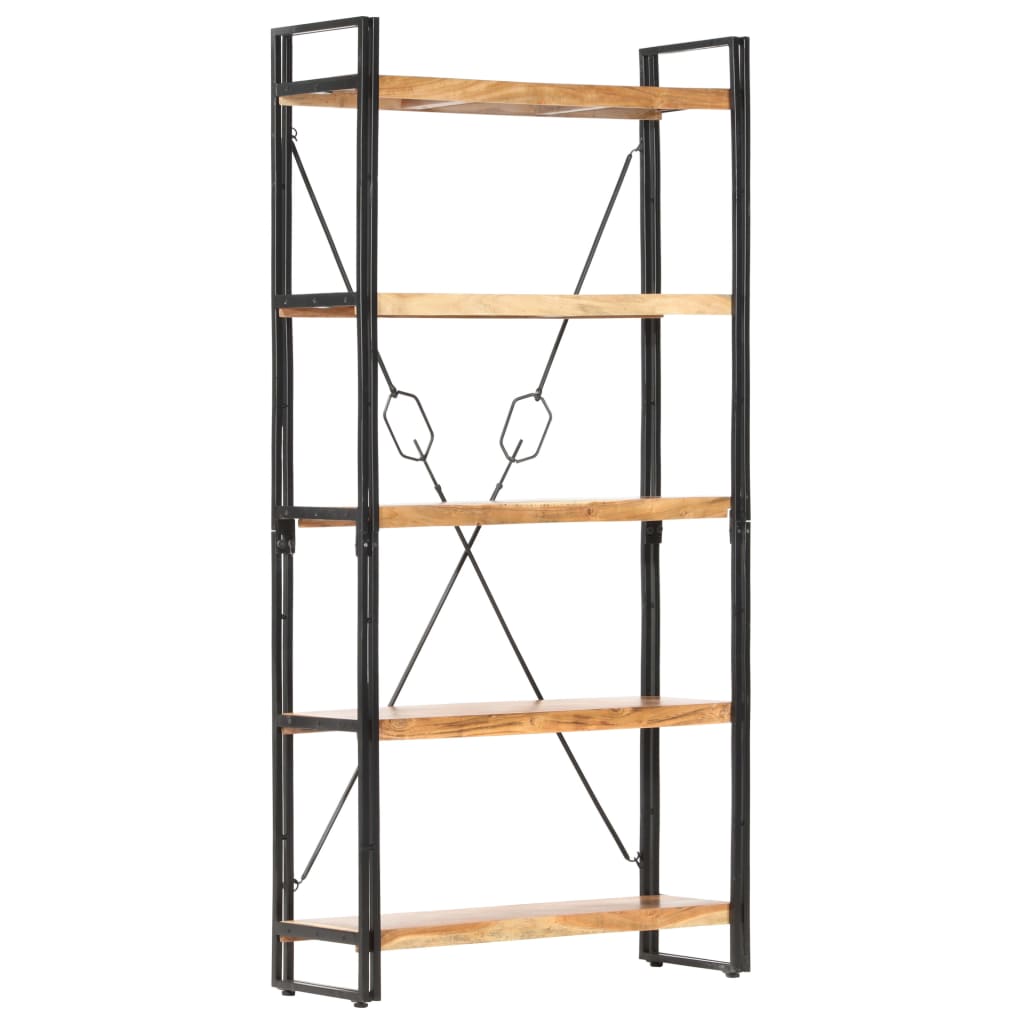 Bogreol Med 5 Hylder - Brun / 90 X 30 x 180 cm / Massivt akacietræ