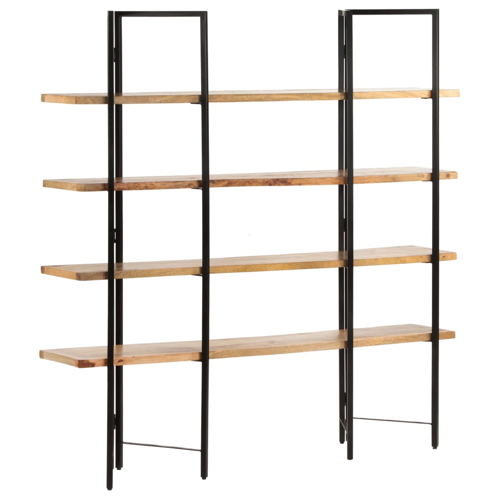 Bogreol i industriel stil med 4 hylder - massivt mangotræ, 160×35×160 cm