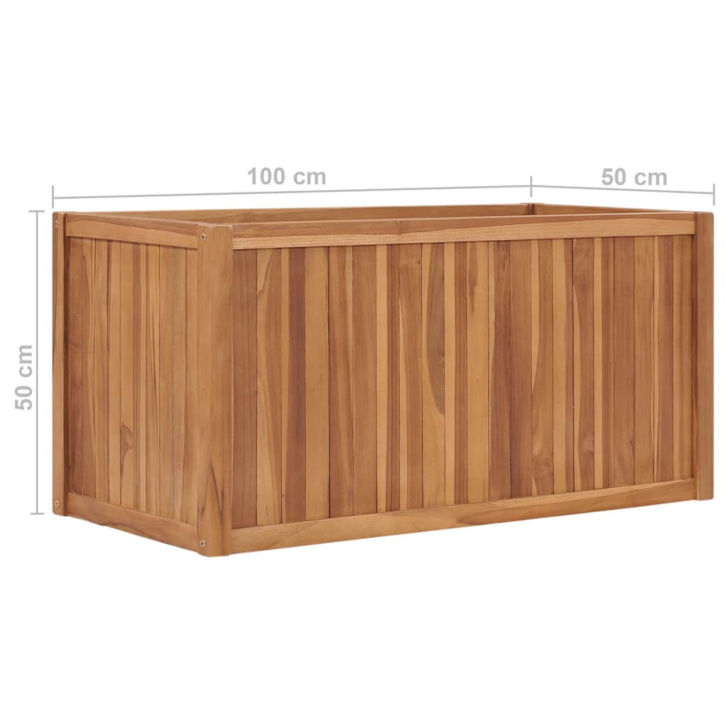 hævet plantekasse 100x50x50 cm massivt teaktræ