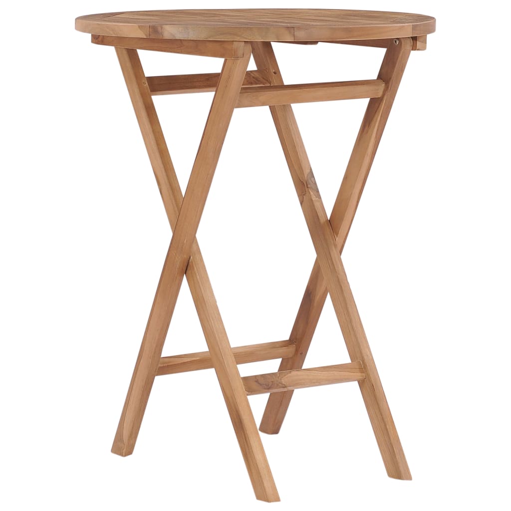 foldbart havebord Ø 60 cm massivt teaktræ billede