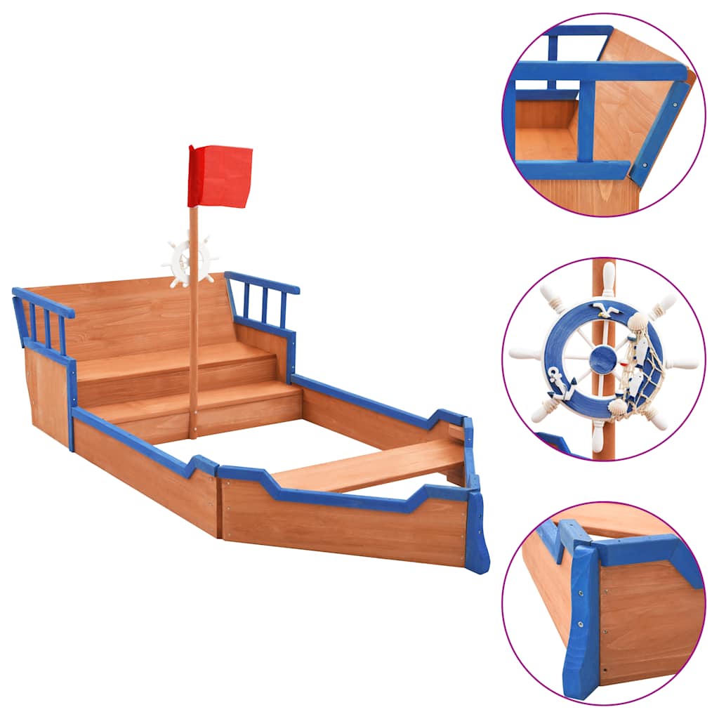 sandkasse piratskib 190x94,5x101 cm fyrretræ billede