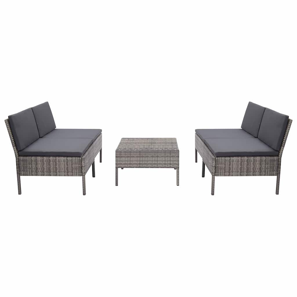 havesofasæt 5 dele med hynder polyrattan grå