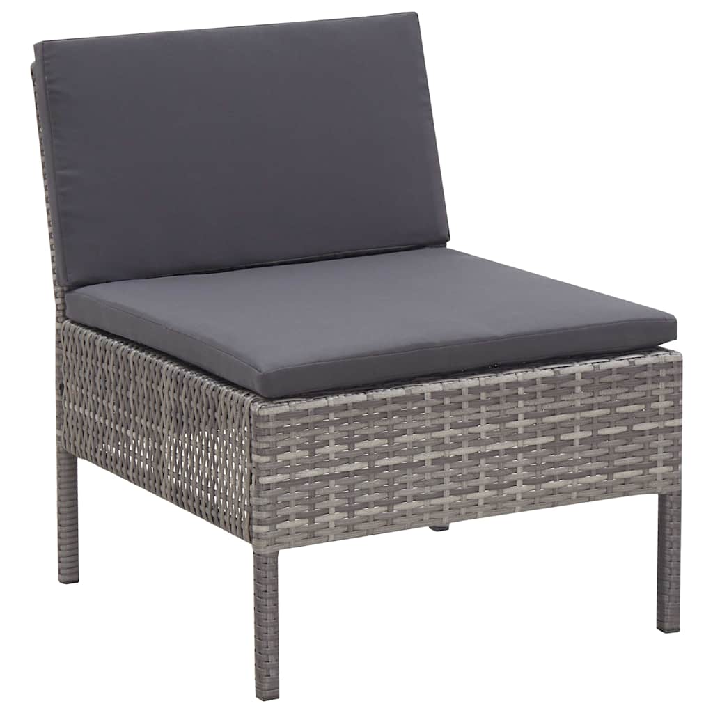 havesofasæt 5 dele med hynder polyrattan grå