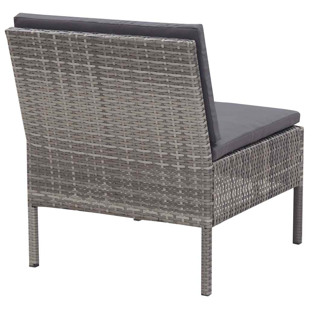 havesofasæt 5 dele med hynder polyrattan grå