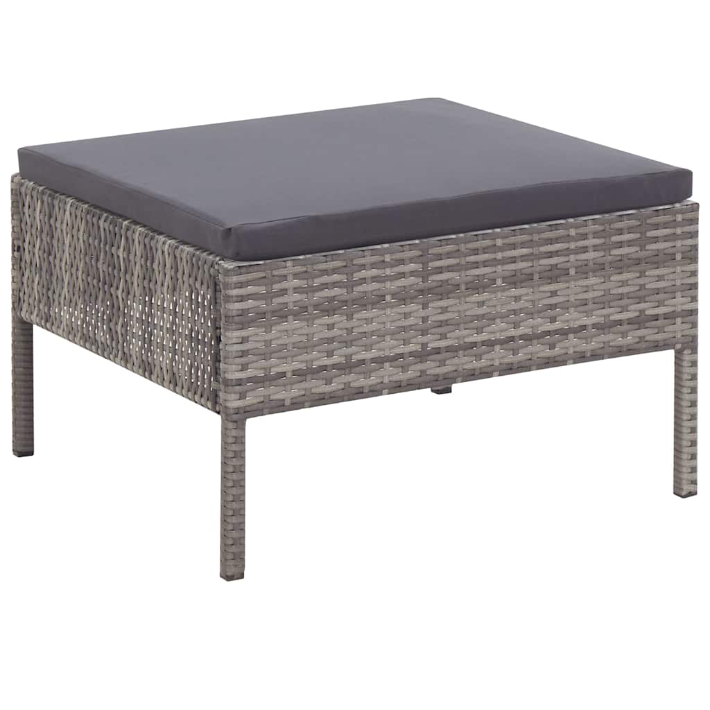 havesofasæt 5 dele med hynder polyrattan grå