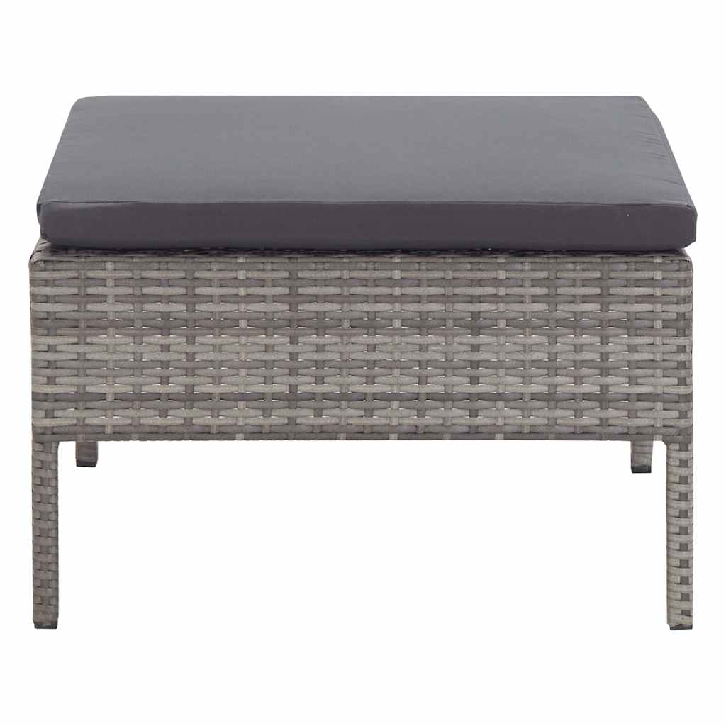 havesofasæt 5 dele med hynder polyrattan grå