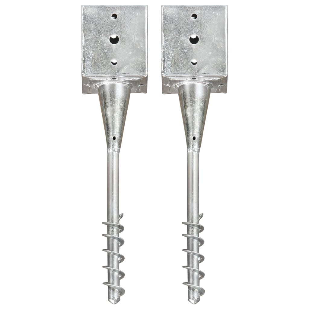 jordpløkker 2 stk. 12 x 12 x 56 cm galvaniseret stål sølvfarvet billede