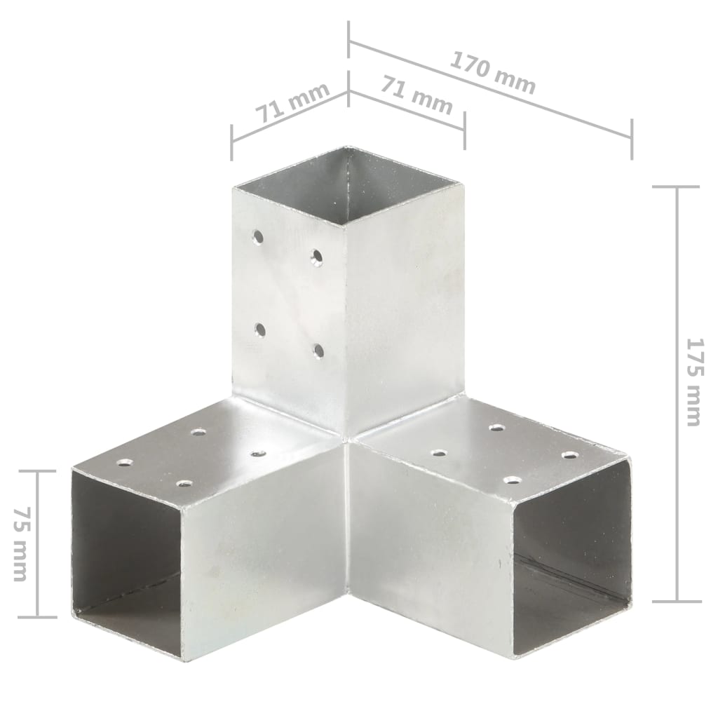 stolpebeslag Y-form 71x71 mm galvaniseret metal