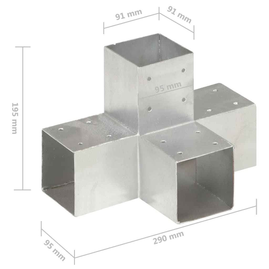 stolpebeslag X-form 91x91 mm galvaniseret metal