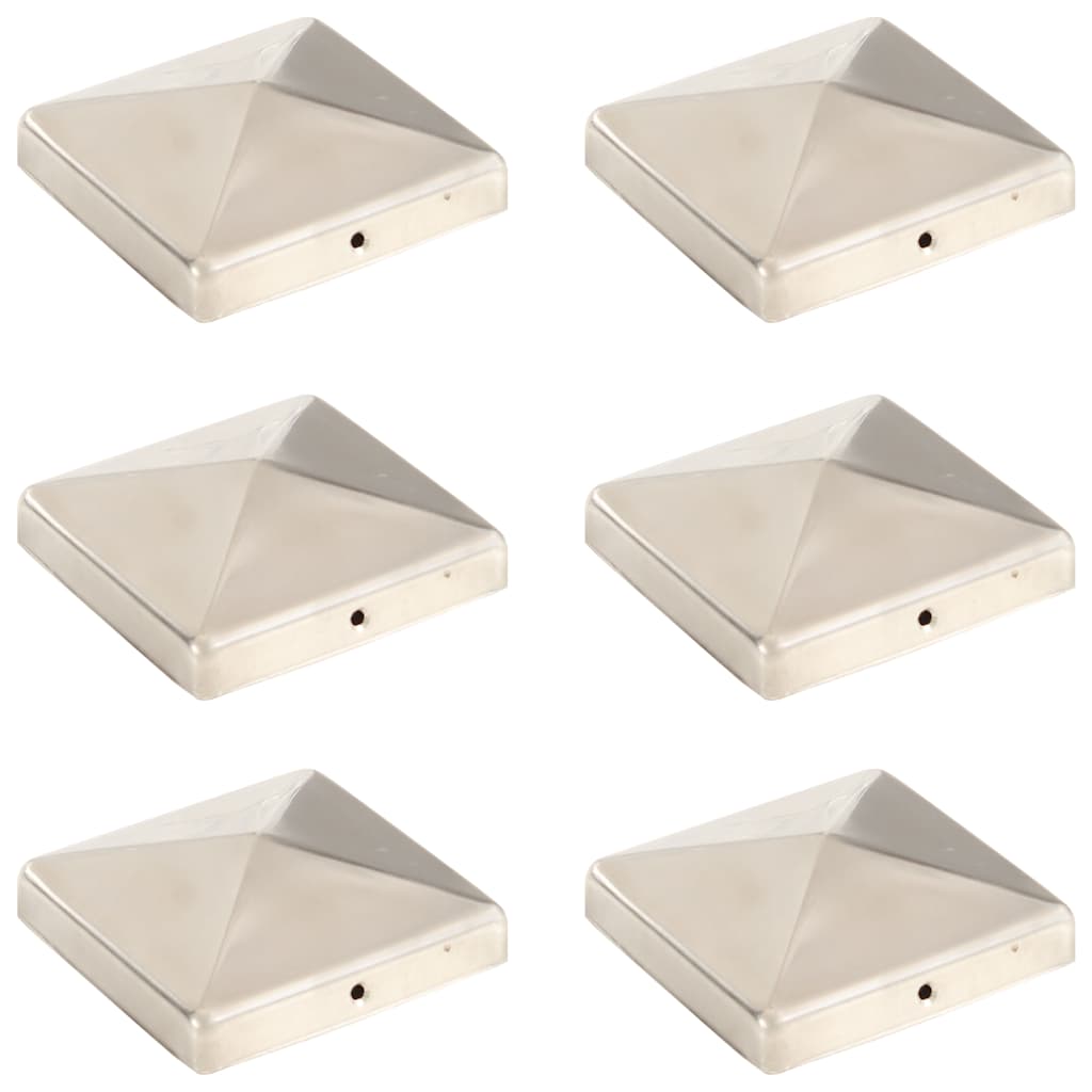 pyramideformede stolpehætter 6 stk. 101x101 mm rustfrit stål
