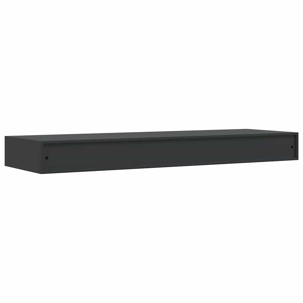væghylde med skuffe 80x25x8 cm sort
