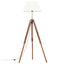gulvlampe med trefod 141 cm massivt teaktræ honningbrun og hvid