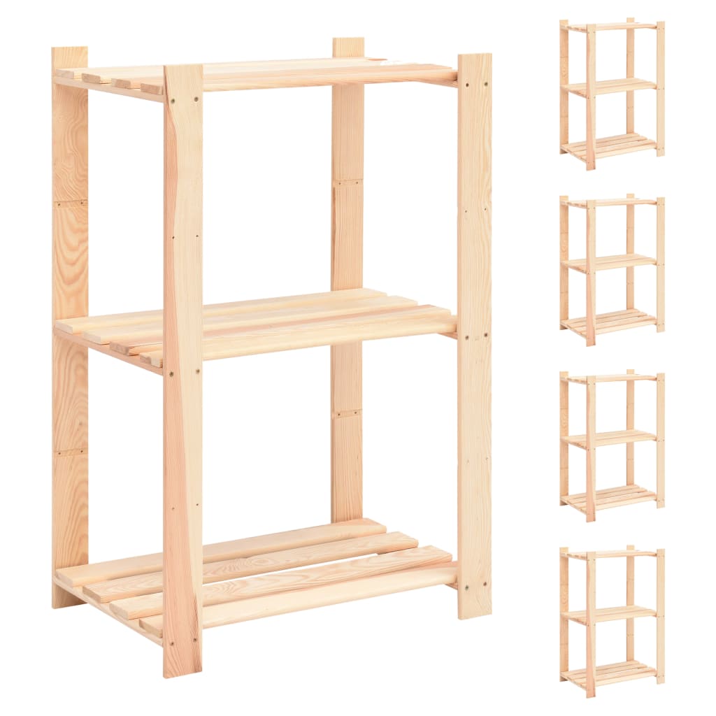 reoler 5 stk. 3 hylder 60 x 38 x 90 cm fyrretræ 150 kg