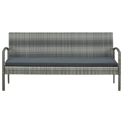 3-personers havesofa med hynder polyrattan grå
