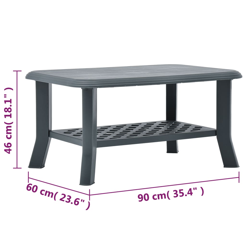 sofabord 90 x 60 x 46 cm plastik grøn
