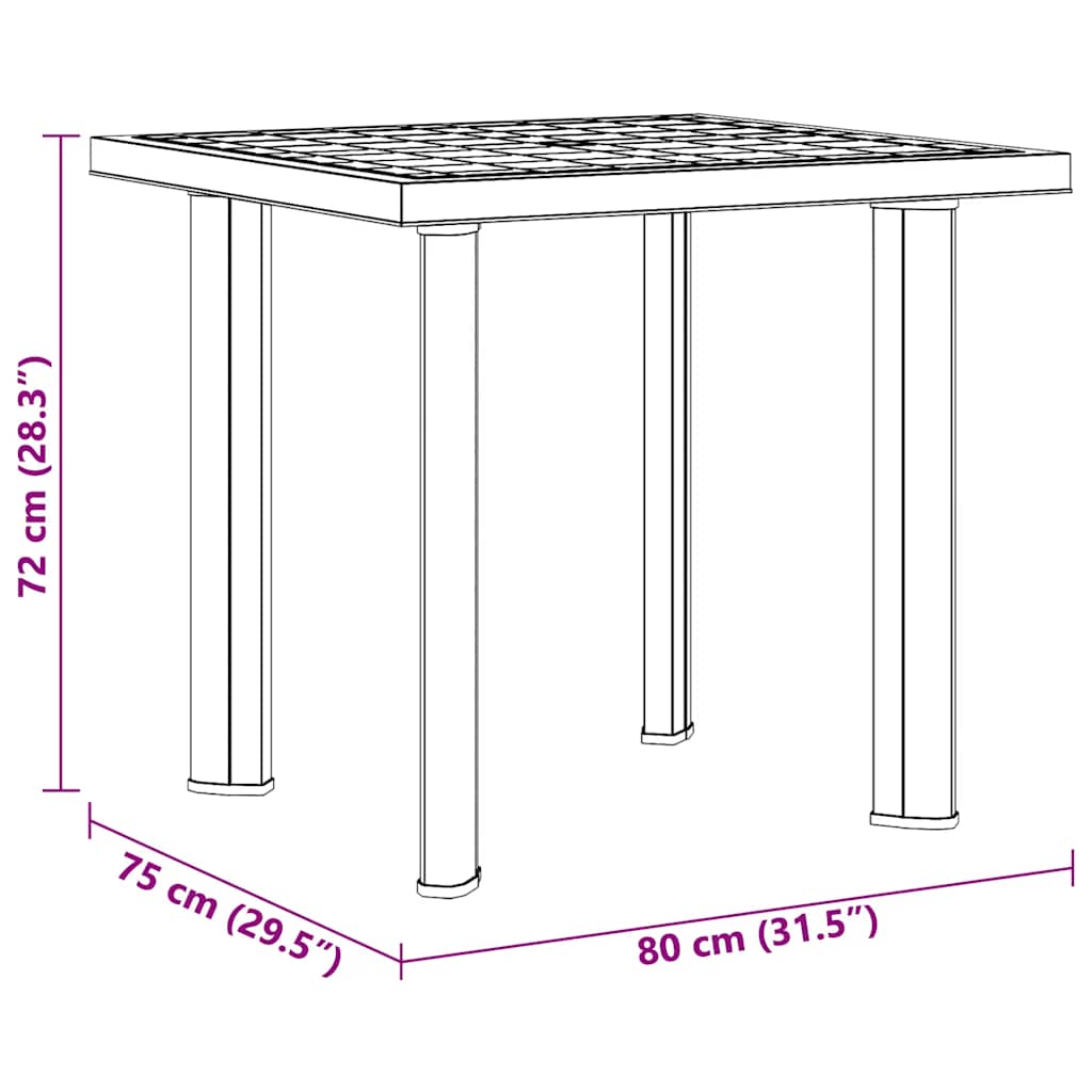 havebord 80 x 75 x 72 cm plastik grøn