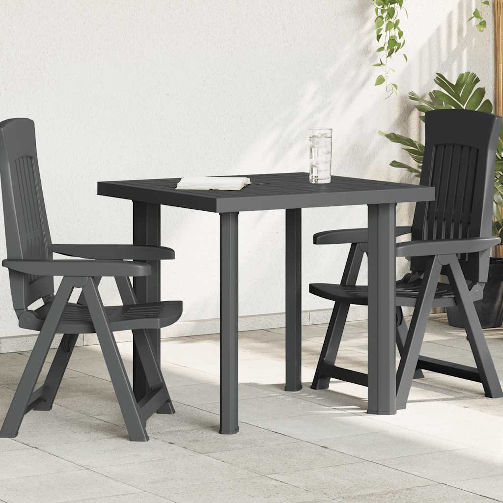 havebord 80 x 75 x 72 cm plastik antracitgrå billede