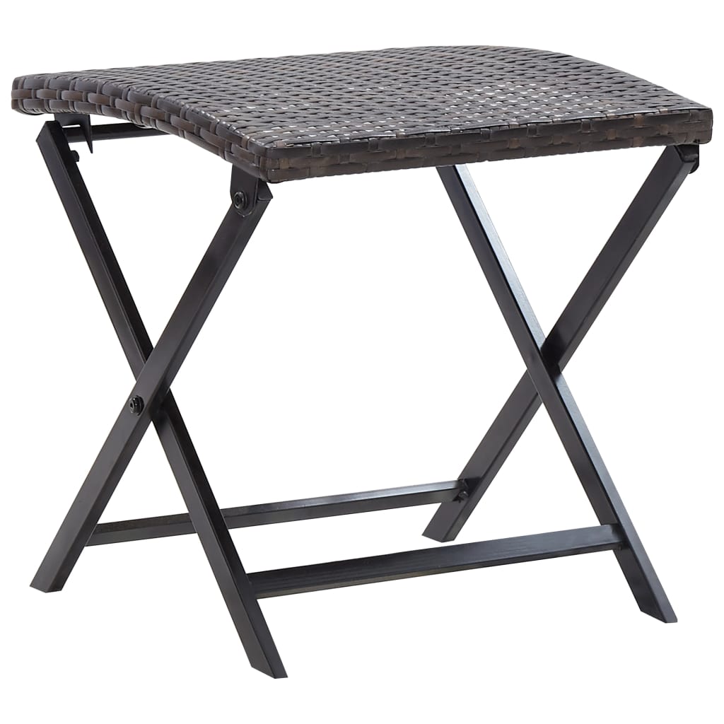 foldbar skammel polyrattan brun billede