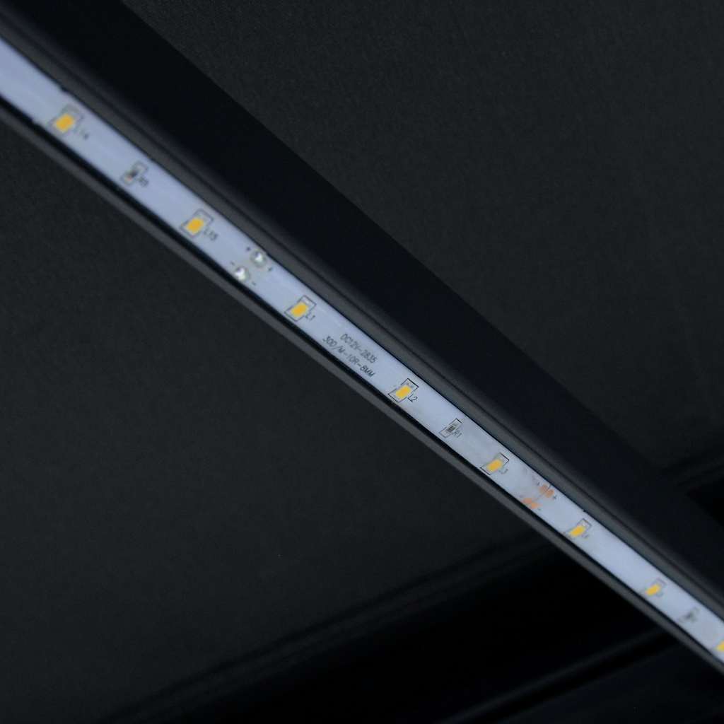 markise m. LED-lys 300x250 cm manuel betjening antracitgrå