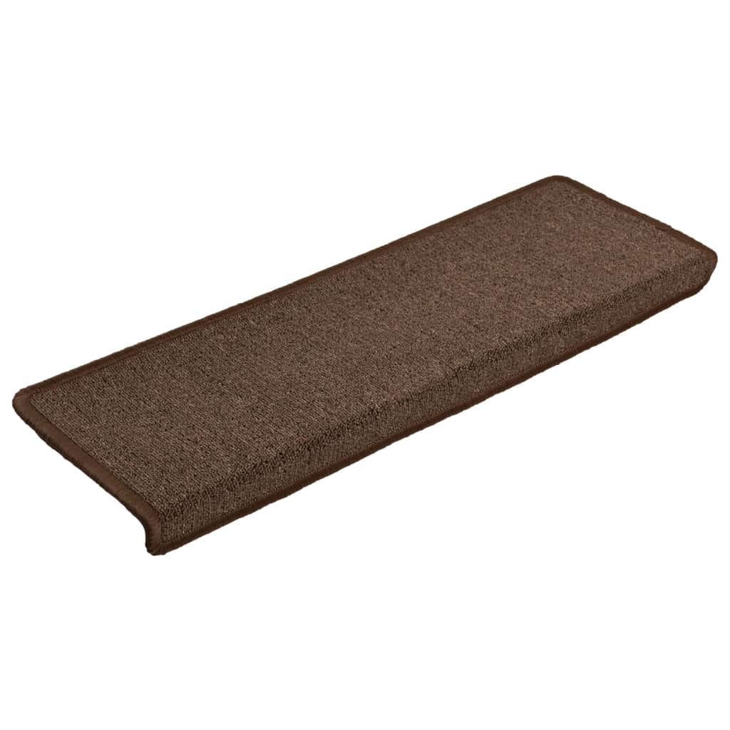 trappemåtter 15 stk. 65x21x4 cm brune rektangulære kanter