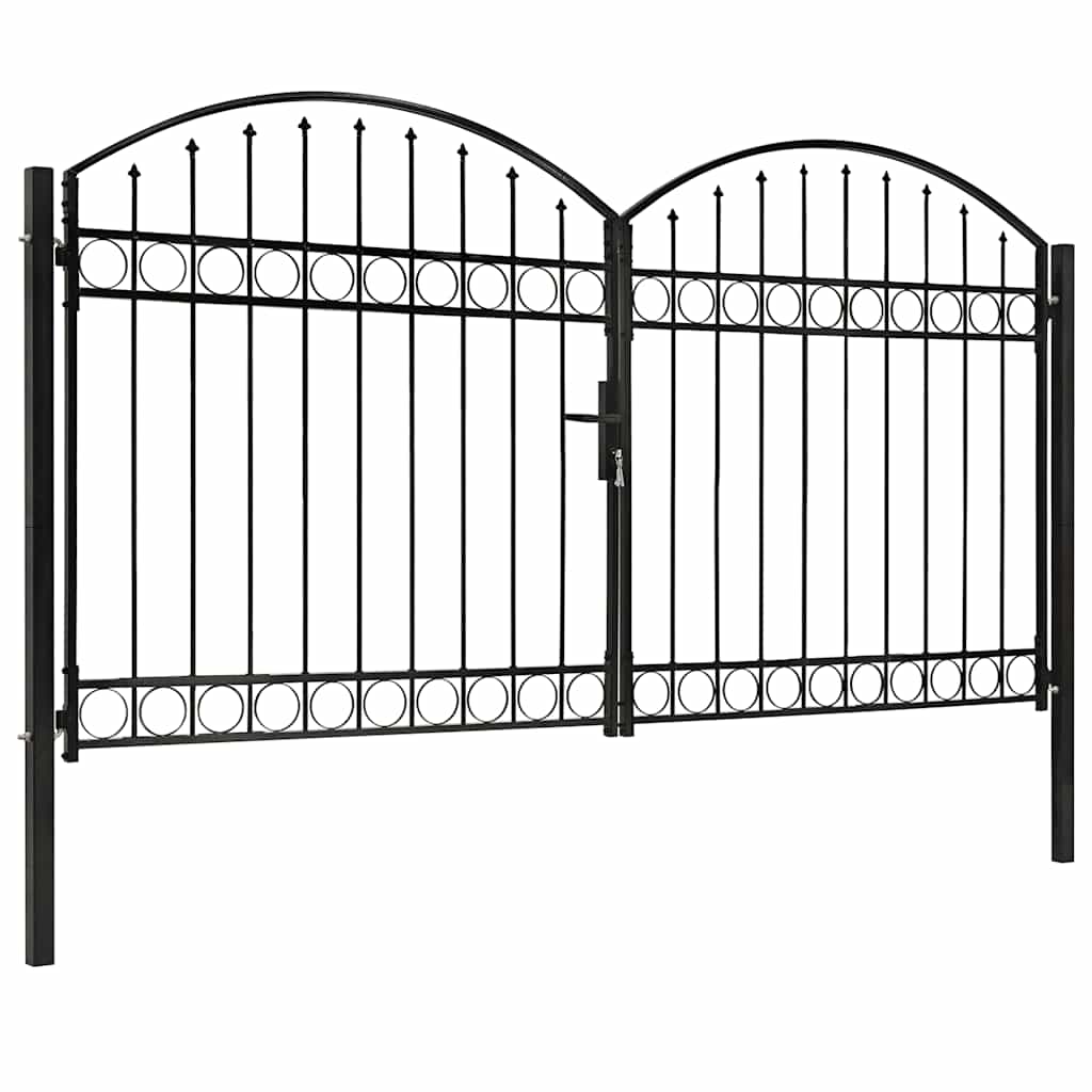 hegnslåge ASSEN dobbeltdør med buet top stål 300x175 cm