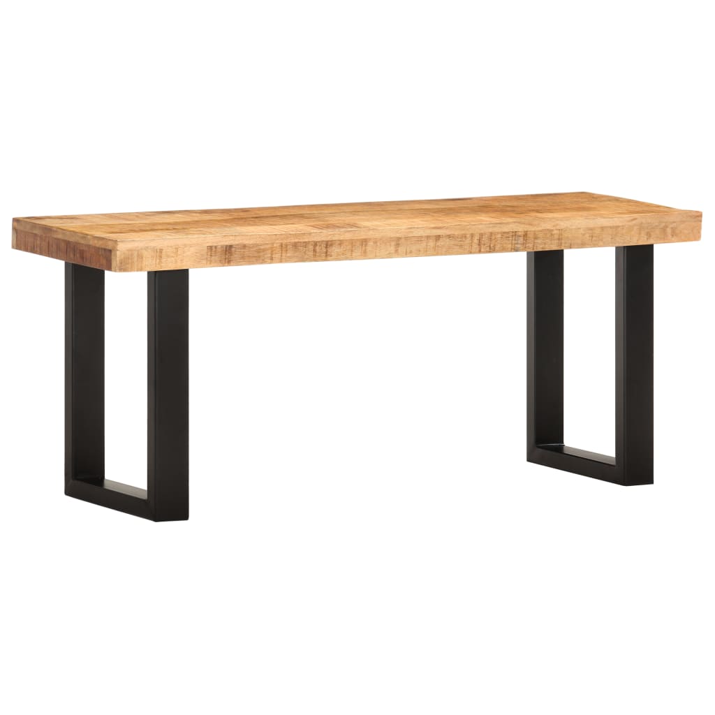 bænk 110 cm massivt ru mangotræ og stål