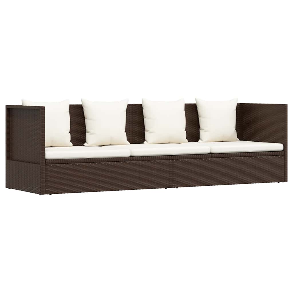 haveseng med hynde og puder polyrattan brun