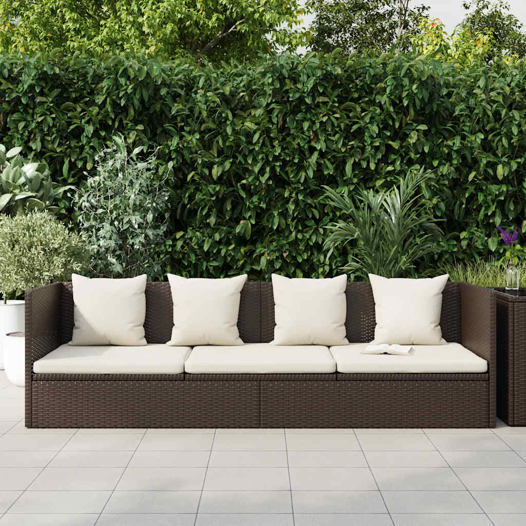 haveseng med hynde og puder polyrattan brun