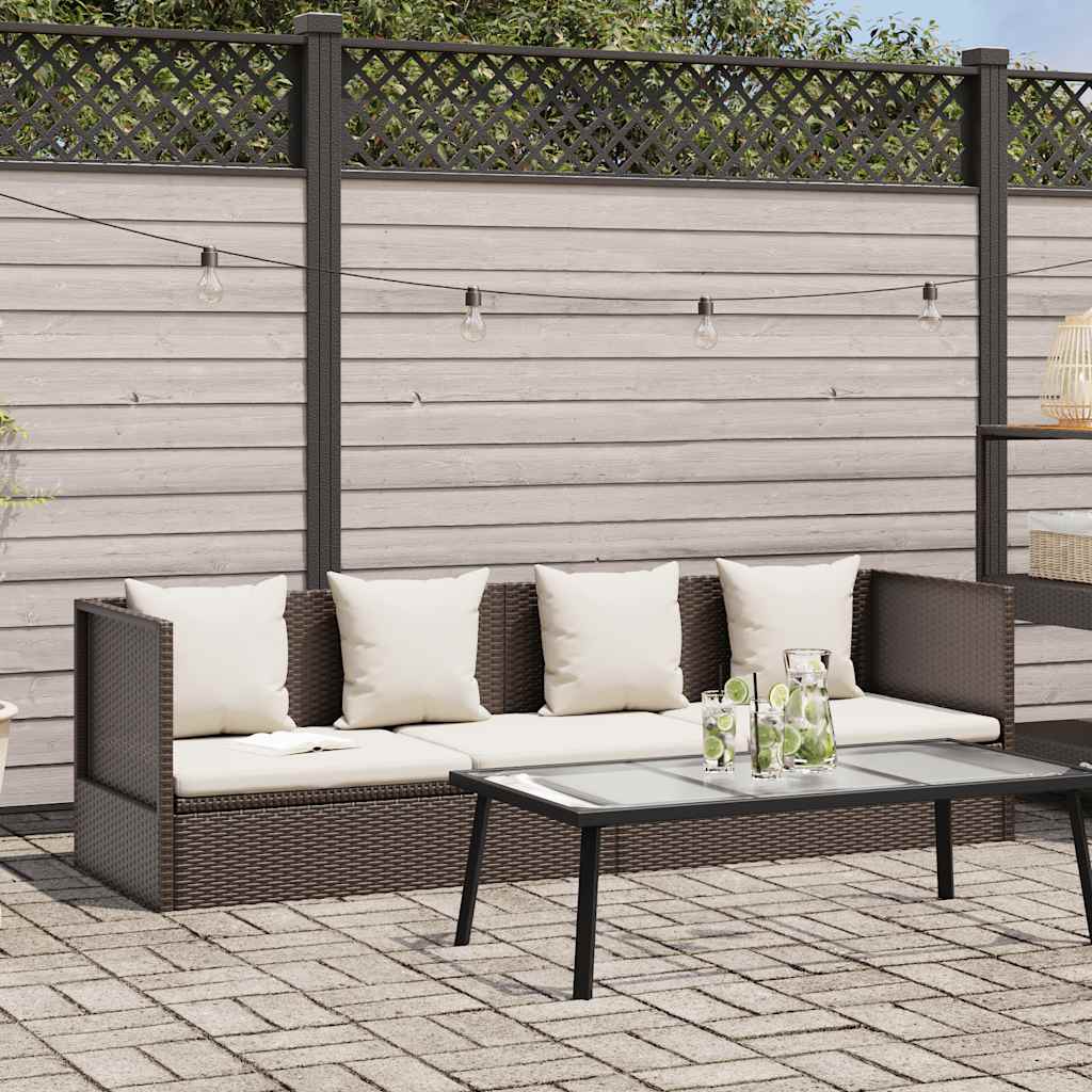 haveseng med hynde og puder polyrattan brun