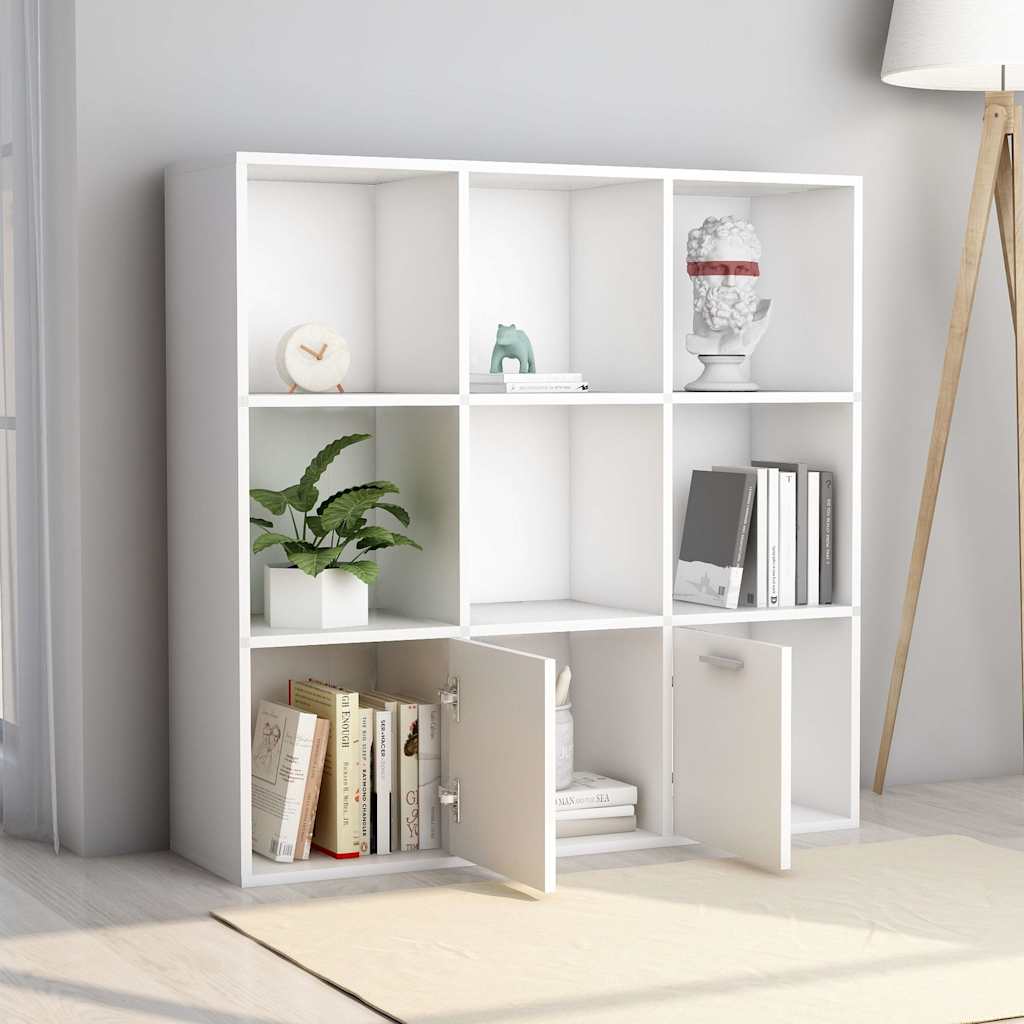 bogreol 98x30x98 cm konstrueret træ hvid