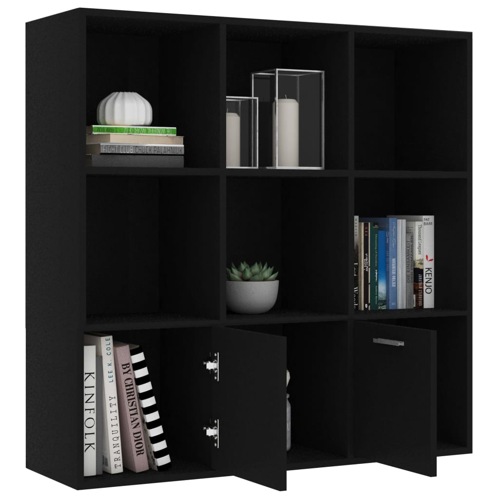 bogreol 98x30x98 cm konstrueret træ sort