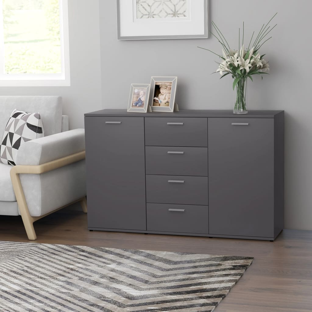 skænk 120x35,5x75 cm konstrueret træ grå