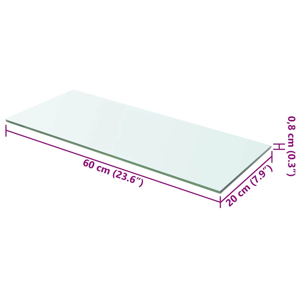 hylder 2 stk. glaspanel 60 x 20 cm klar