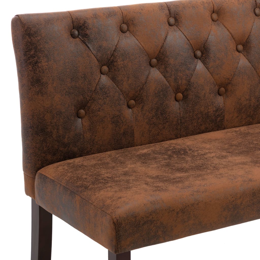 bænk 120 cm imiteret ruskind brun