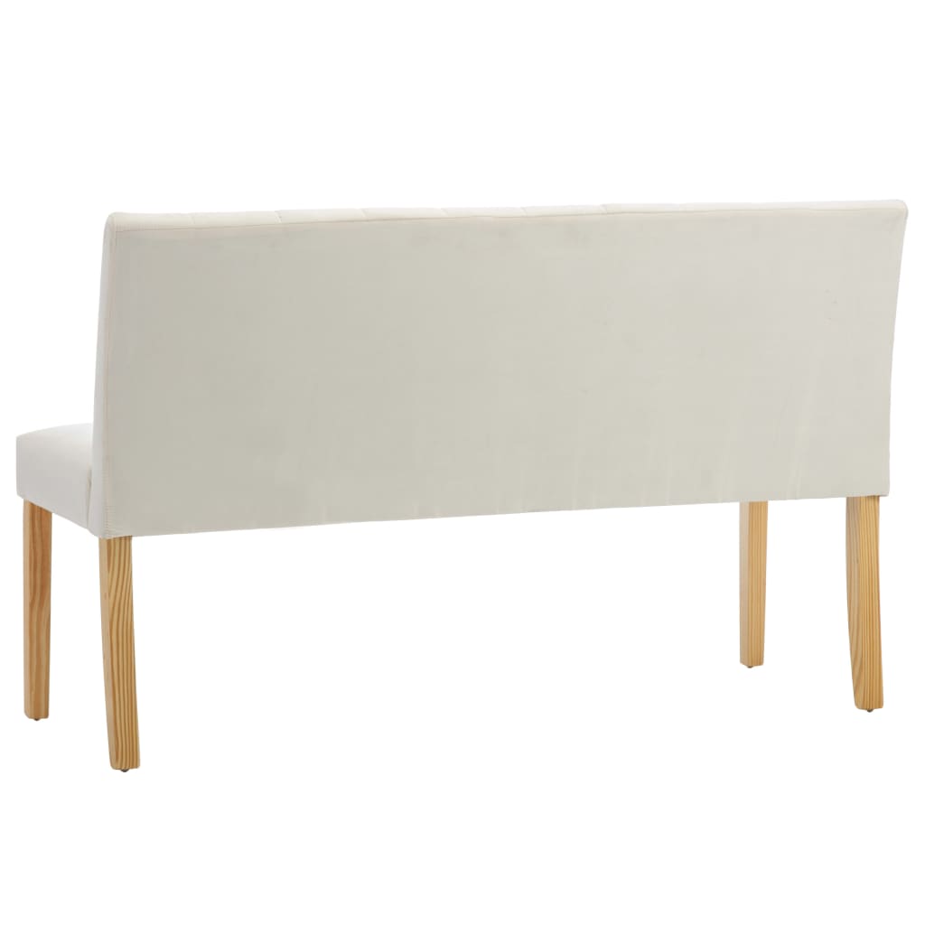 bænk 140 cm fløjl cremefarvet