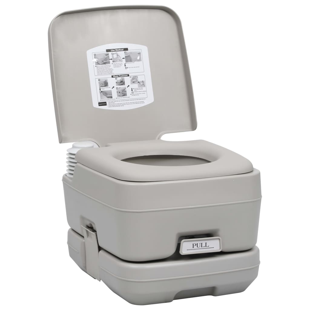 transportabelt campingtoilet 10+10 l grå