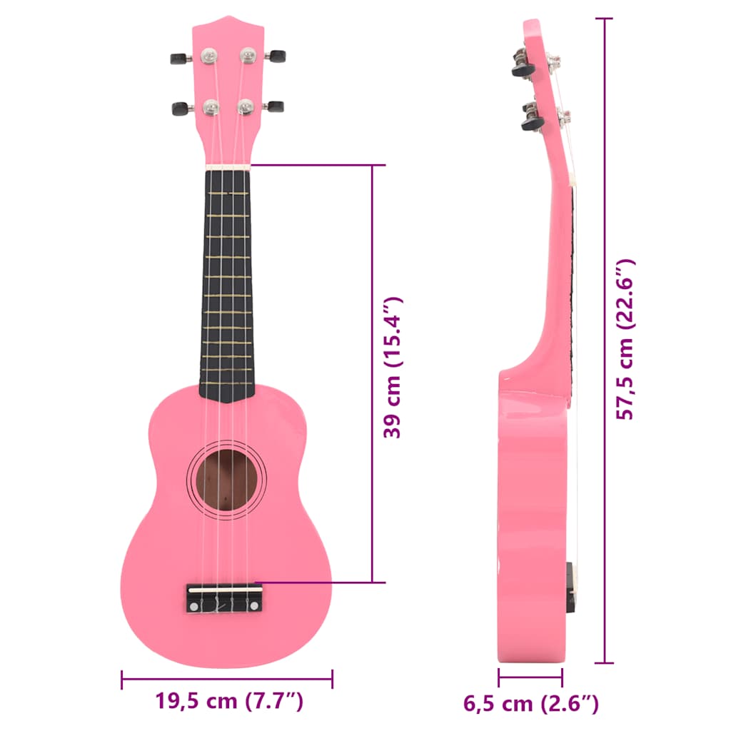 ukulelesæt med taske til børn 23" pink