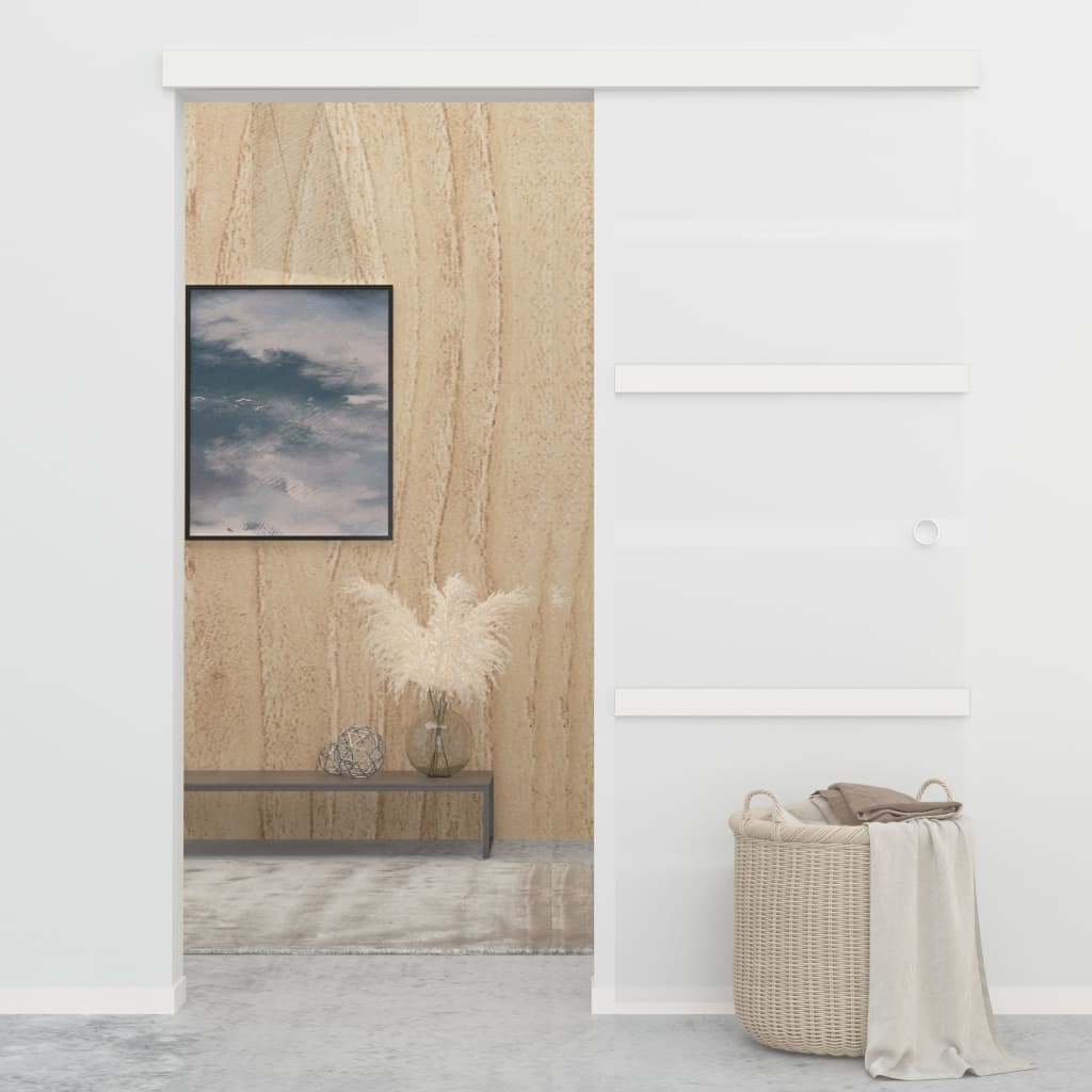skydedør med bløde stop 76x205 cm hærdet glas og aluminium