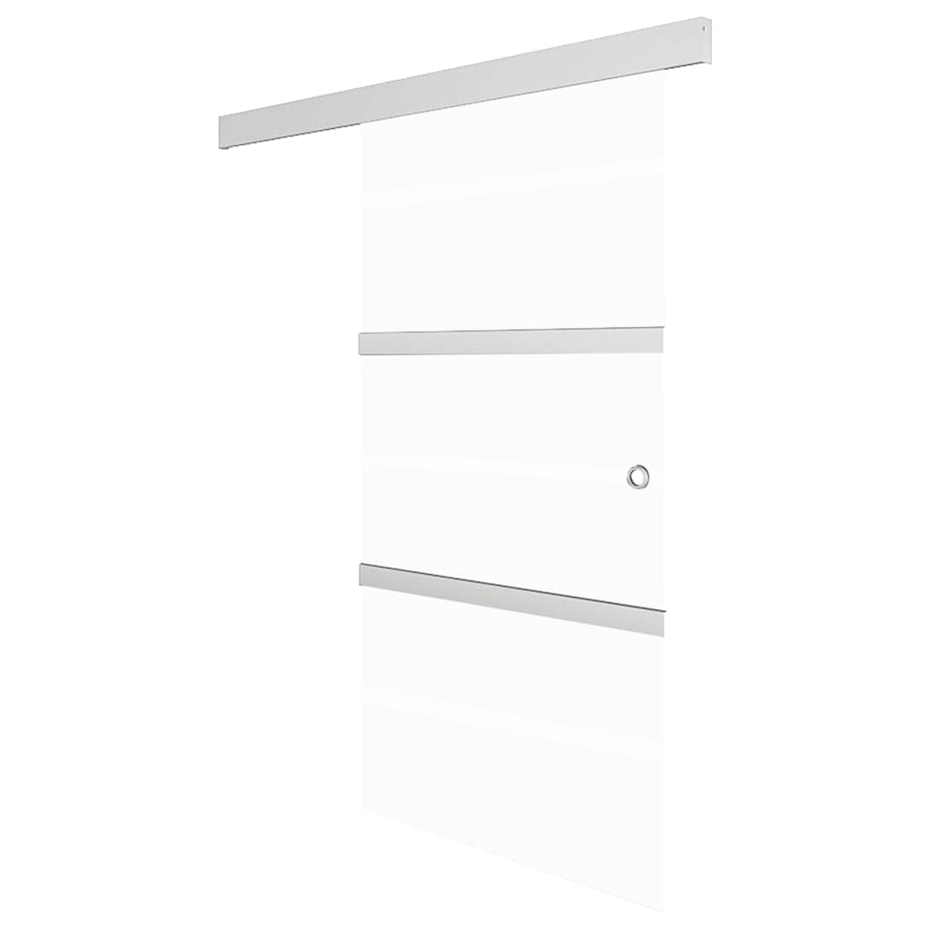 skydedør med bløde stop 90x205 cm hærdet glas og aluminium sølv