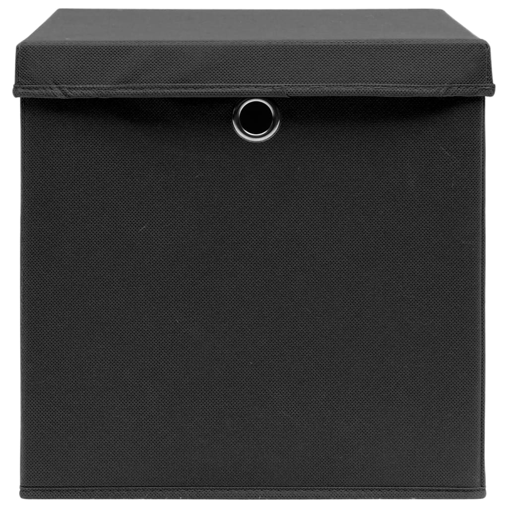 opbevaringskasser med låg 4 stk. 32x32x32 stof sort
