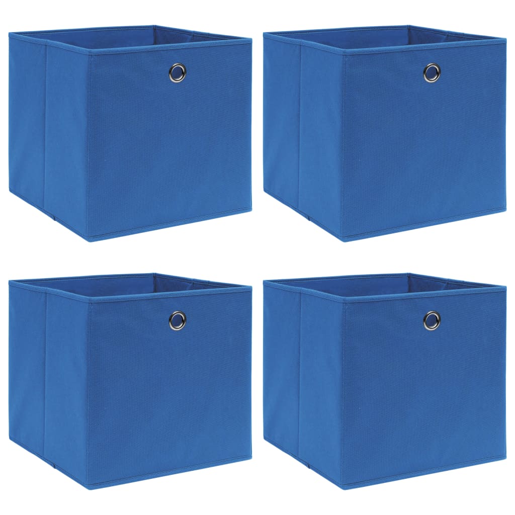opbevaringskasser 4 stk. 32x32x32 stof blå