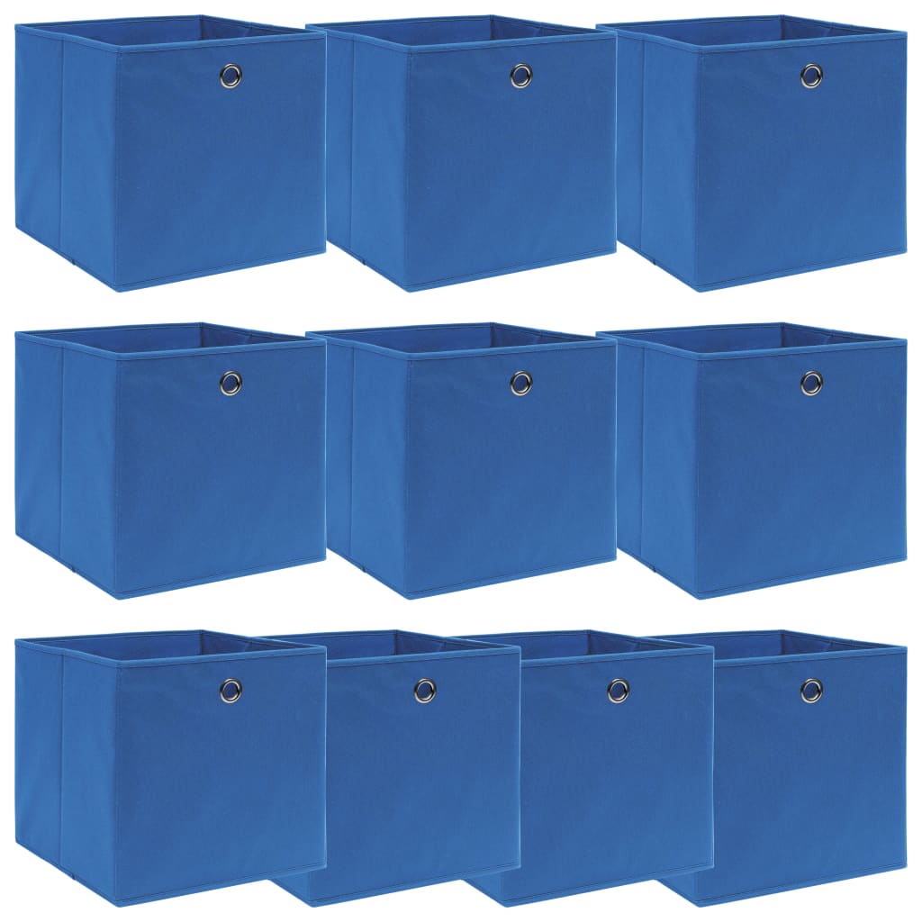 opbevaringskasser 10 stk. 32x32x32 stof blå